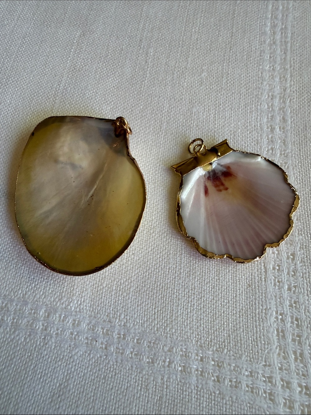 Shell Necklace Pendents - Iridescent Gold & Pink Shell Charms - Picture 2 of 7